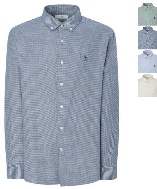 헤지스 맨 체크 면 긴팔 캐주얼 셔츠 남성 의류 겨울용 버튼다운 와이셔츠
