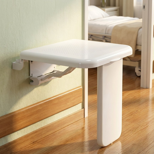 접이식 현관 벽걸이 의자 간이의자 신발 벽의자 벽부착, 화이트, 1개