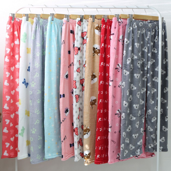 1+1 부드러운 밍크 수면바지 2종세트 커플 홈웨어 잠옷