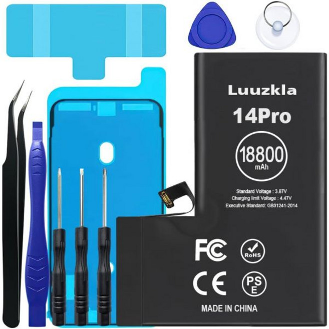 iPhone X와 호환되는 18800mAh 2025년 신규 업그레이드 배터리 초용량 교체 풀 툴 키트-0 사이클 고용량 24개월 서비스 제공, 14Pro-18800
