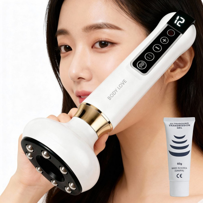 바디사랑 바디케어 괄사 근막 부항 원리 온열 마사지기+젤 세트, 1개, 아이보리+마사지 젤