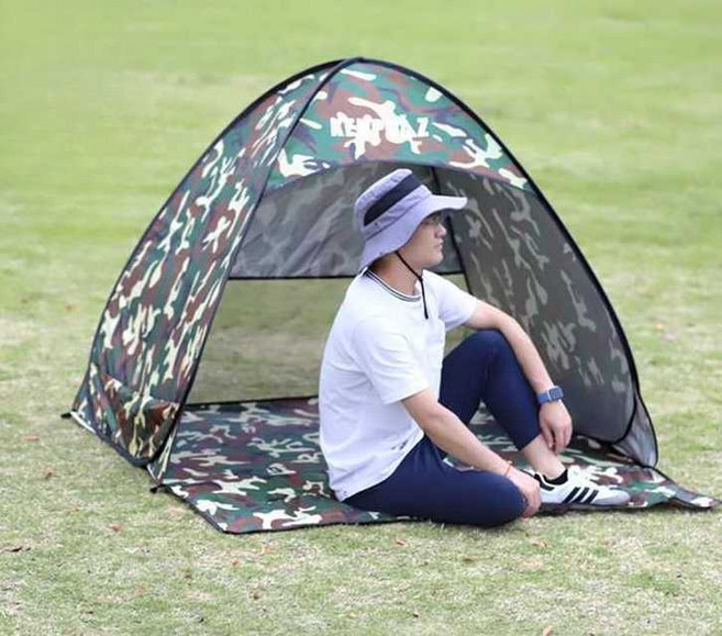 그늘막 텐트 바닥없는 피크닉 자외선 차단 원터치 캠핑텐트 육군녹색-소형도어리스(1-2명)