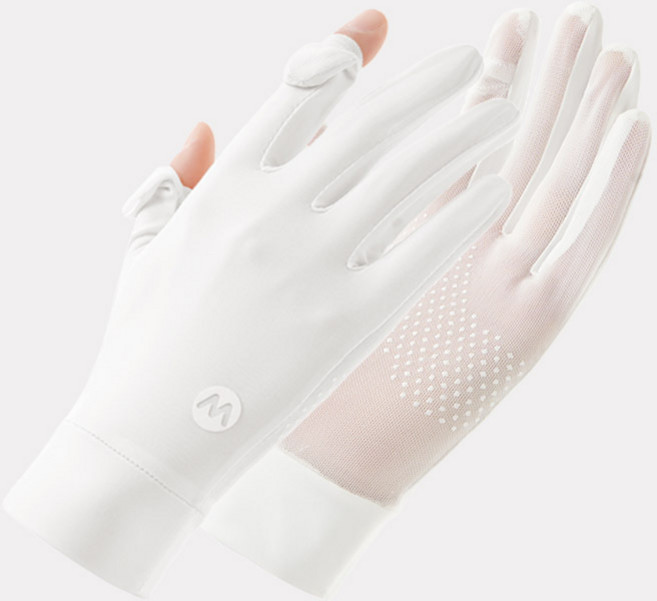 [2켤레 한세트] 여성 자외선차단 쿨링 시원한 장갑 아웃도어 운동 스마트폰 터치 손가락 오픈 운전 러닝장갑, 1세트, 아이보리