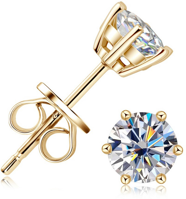 모이사나이트 5부 1캐럿 2캐럿 925실버 솔리테어 귀걸이 피어싱 여성 패션 고전 귀걸이 주얼리 생일 선물