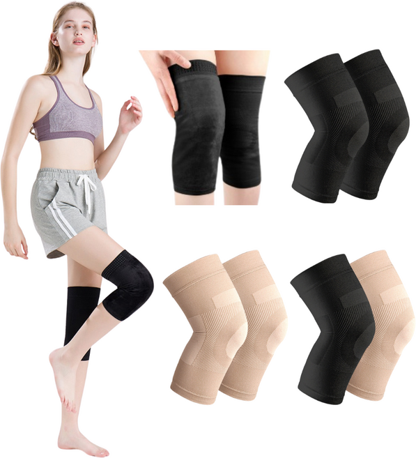 [상상건몰] 다용도 레저 스포츠 운동 의료용 노약자 군인 무릎보호대 에코비 실리콘 밴딩 기모 스판 무릎 보호대 2P, 1세트