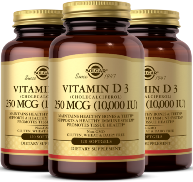 솔가 비타민D3 콜레칼시페롤 10000IU 120소프트젤 x3, 3개, 120정