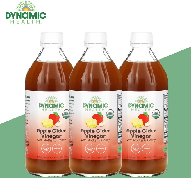 다이나믹 헬스 래버러터리즈 로우 애플 사이다 비니거 마더 앤 허니, 473ml, 3개 - 쿠팡