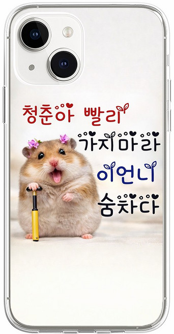 청춘아 가지마라 현실 공감 햄찌 밈 햄스터 웃긴 병맛 투명 젤리 케이스