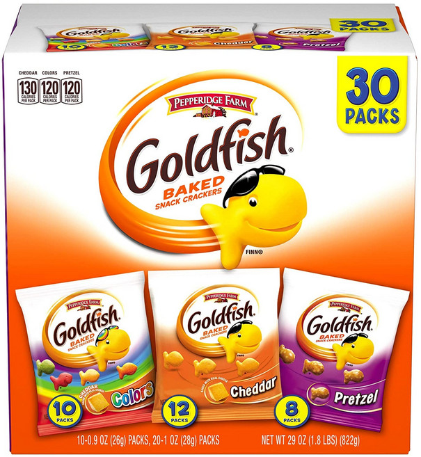 페퍼리지팜 Pepperidge Farm Goldfish Classic Mix Crackers 29 oz. Variety Pack Box (30개입), 30개, 822g