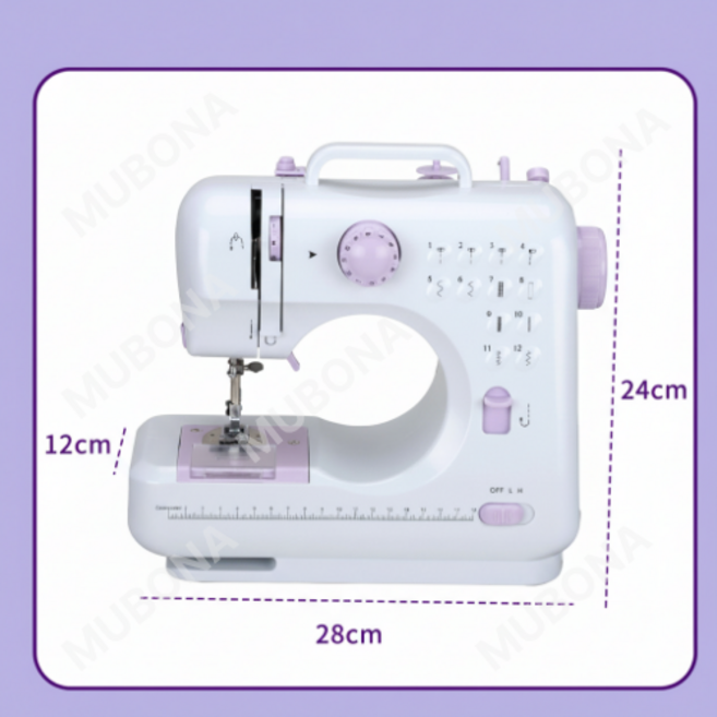 휴대용 프로 미니재봉틀 505A 업그레이드 된 전기 재봉틀 12 스티치