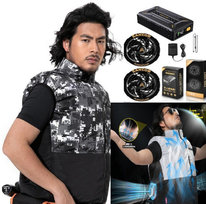 42V 일본 냉풍 조끼 팬 배터리 선풍기 작업복 40500mAh PSE인증 현장 낚시 캠핑