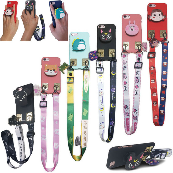 갤럭시 A32 LTE SM-A325N 몽몽르뉴 목걸이줄 스트랩 스마트톡 폰그립톡 3단 거치대 칼라젤리 실리콘 핸드폰 케이스 크로스백 폰스트랩줄