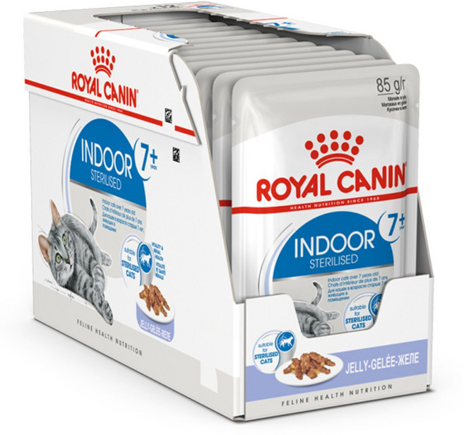 로얄캐닌 캣 인도어7+ 파우치 젤리85g x12개, 닭+쌀, 85g, 12개