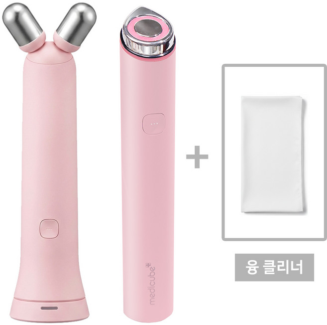 [국내정품/AS가능] 메디큐브 AGE-R 에이지알 부스터 프로 미니 플러스 + EMS 브이 롤러 2in 1 (핑크) + 클리너 융 세트