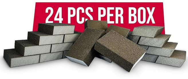 Virginia Abrasives 12.7 x 7.6 x 2.5cm5 x 3 x 1인치 듀얼 앵글 미디엄/미세 그릿 샌딩 스폰지 블록 - 세척 및 재사용 가능한 사포 폼 브릭/, Dual Angle_미디엄/파인 그릿