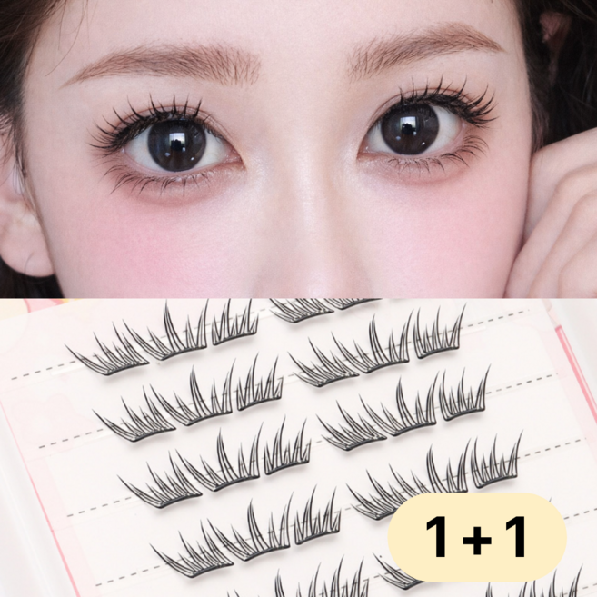 [1+1] 노글루 초경량 인조 속눈썹 풀 필요없음 아이래쉬, 1개