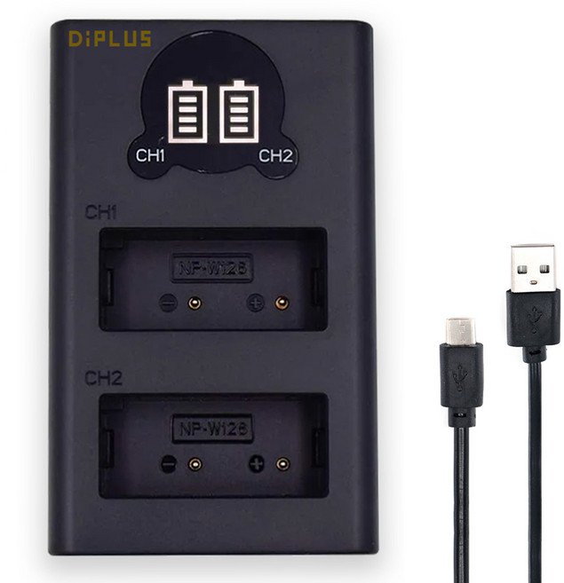 후지 NP-W126 듀얼 LCD 2구 충전기 X-T200 T100 T30 T20 T3, 1개