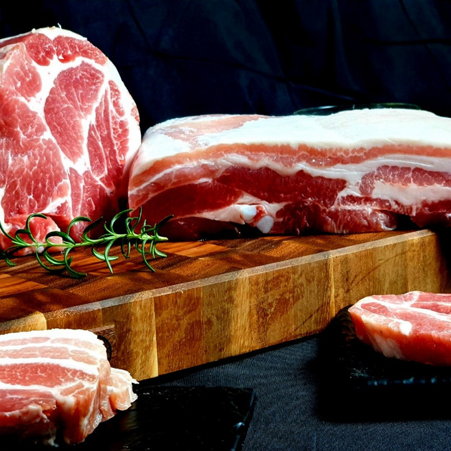 오땡 스페이산 듀록 알레한드로 삼겹살 목살 통삼겹 에이프라이어삼겹살 캠핑고기 통목살, 삼겹살 구이500g(1cm~1.5cm), 1개