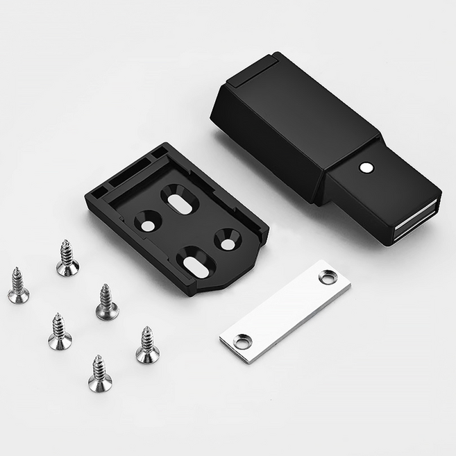 리브문 푸시 도어 캐치 원터치 자석 아연합금 강화형, 블랙, 1개