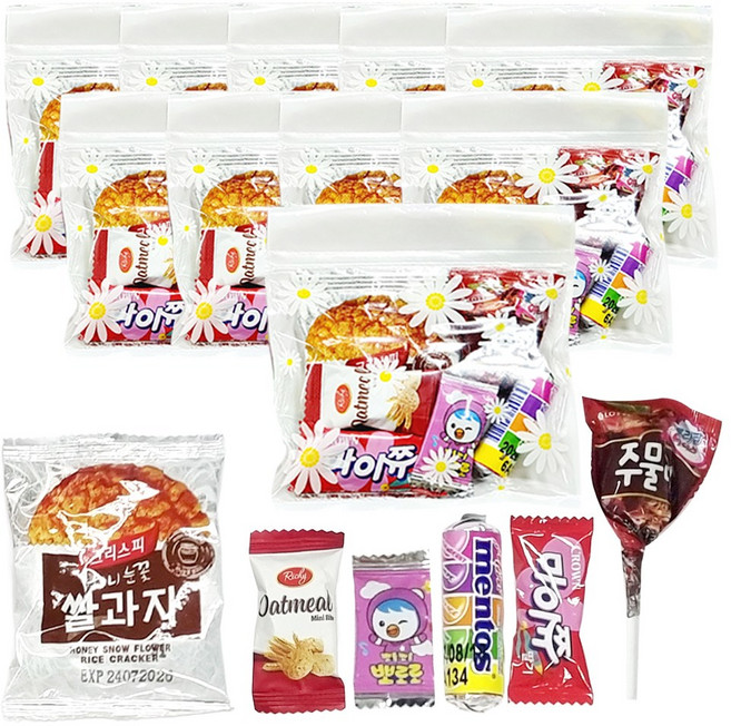 개별포장 간식구디백 간식세트 간식꾸러미 단체간식, 10개, 02-1.행복퐁퐁 롤리팝 6종