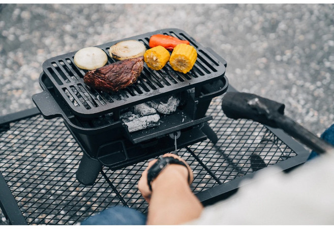 【ONOE】 日本 尾上鉄鋳物こんろ角型燒烤爐 鑄鐵鍋爐 BBQ烤肉架 荷蘭鍋爐 木炭暖爐 NO.CI-1607, 1個