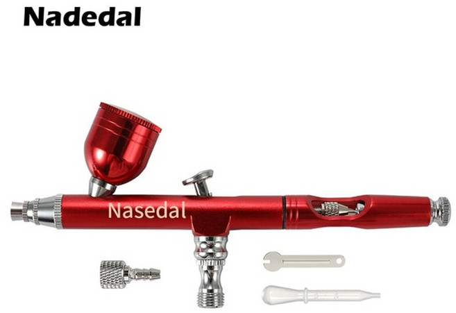 휴대용 프라모델 도색 스프레이건 피규어 무선 에어브러쉬 도구, 레드, 1개