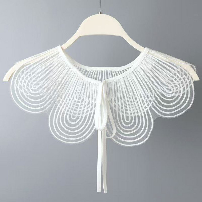 Makone 여성 페이크 칼라 트리밍 패션 레이스 케이프 코디 트랜드 심플 셔츠 장식 반신셔츠