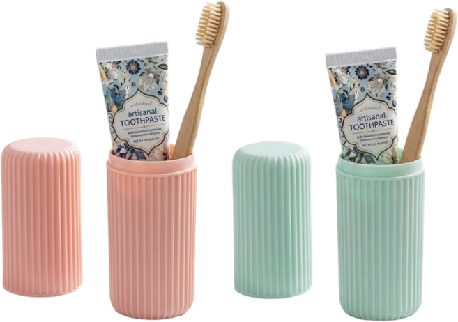 휴대용 파스텔 양치케이스 1+1, 1개, 그레이 + 민트