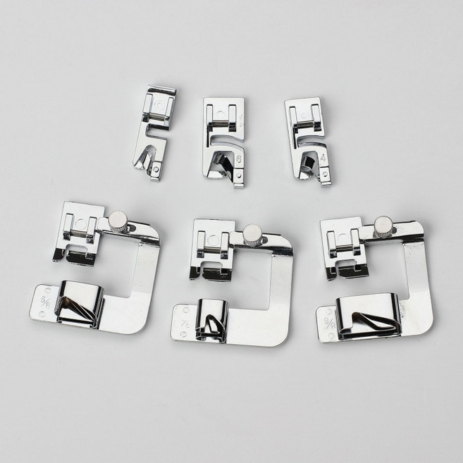 VergHatia 가정용 미싱 노루발 멀티 재봉틀 액세서리 6종세트, 6개, 은색