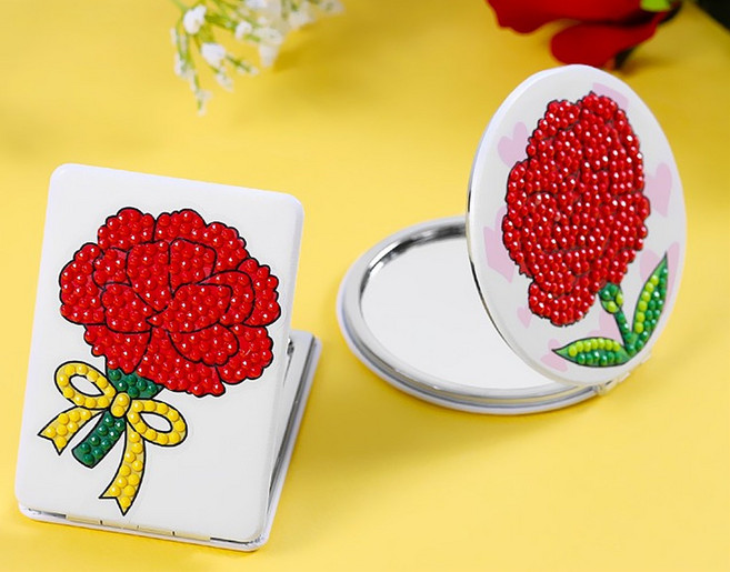 (CL) 카네이션 보석십자수 손거울, 원형