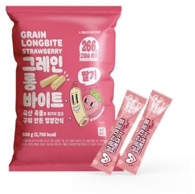풀무원 그레인 롱바이트 딸기