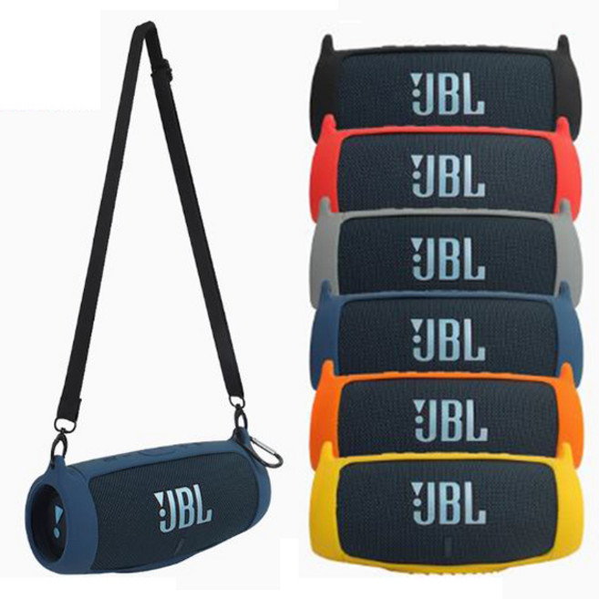JBL Charge5 차지5 호환 실리콘 범퍼 케이스 소프트 커버+스트랩+카라비너, 네이비, 1개, JBL Charge5 전용