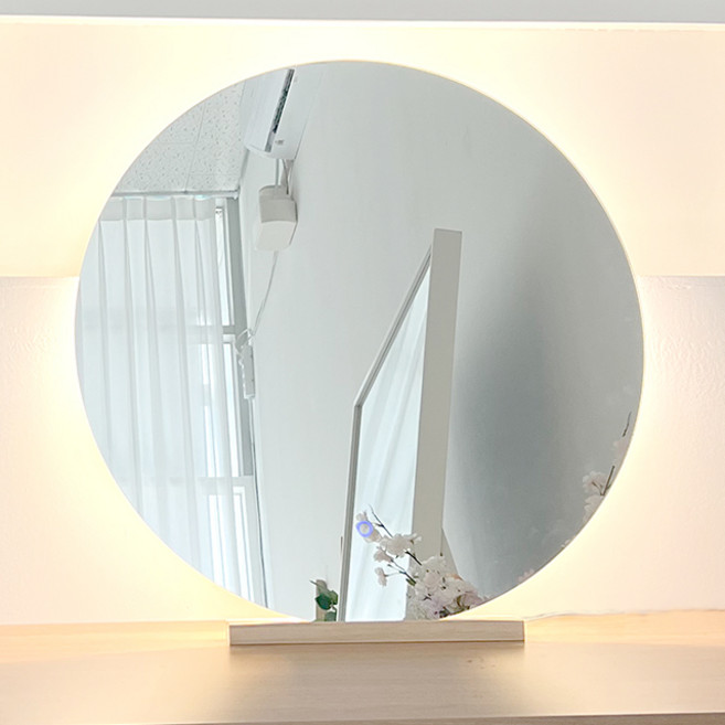 KC인증 터치형 3색변환 LED 원형600 벽걸이 인테리어 간접등 화장대 조명거울, 콘센트형 터치LED 원형600거울+받침대