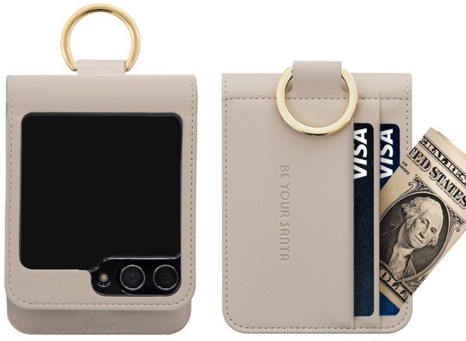 비유어산타 갤럭시 Z플립6 케이스 링 지갑 이태리원단 힌지보호 카드 수납 밀라노 센스