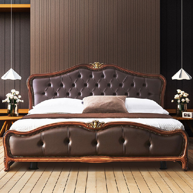 동서가구 레미아 빈티지 엔틱 퀸침대 Q+9존독립매트리스 DF908153, 브라운