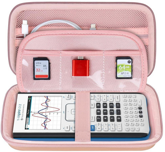 BOVKE Texas Instruments TI-Nspire CX II CAS/CX II/CX/CX CAS 계산기 등을 위한 그래핑 계산기 휴대용 케이스 - USB 케이블 및, 터키석