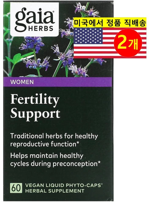Gaia Herbs 가이아 허브 여성용 퍼틸러티 서포트 Fertility Support, 2개, 60정 - 쿠팡