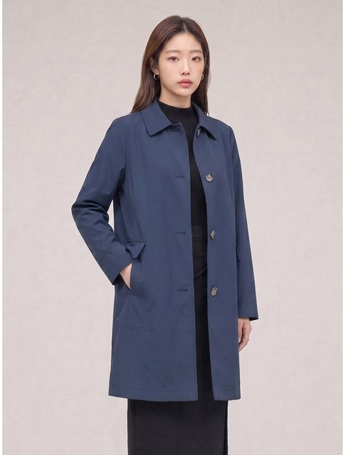 크로커다일레이디 다크블루 베이직 카라 캐주얼 코트 CLCMCT102