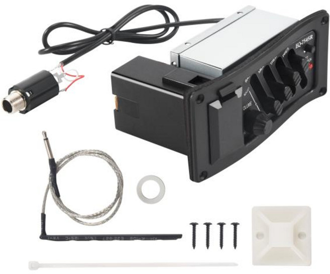 EQ-7545R 프리 앰프 어쿠스틱 기타 프리 앰프 앰프 튜너 용 4 밴드 EQ 이퀄라이저 피에조 픽업, 1개