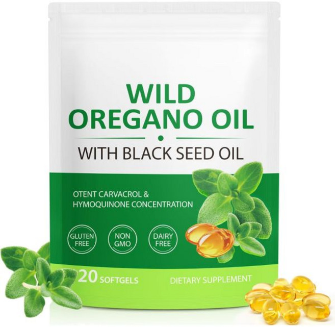 Oil of Oregano with Black Seed Oil Oregano Oil Capsules for Support Oregano Oil Softgels Supplem, 1 Pack (Count of 120), 1개, 120정