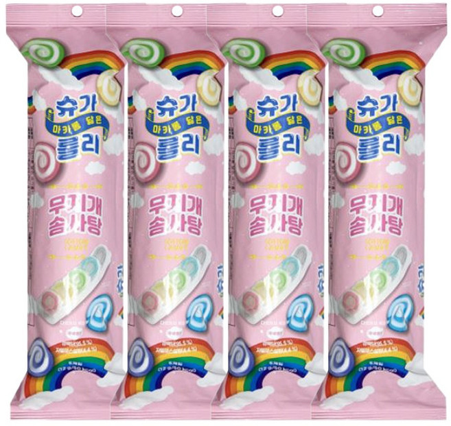 마카롱 닮은 슈가롤리 무지개 솜사탕, 12g, 4개