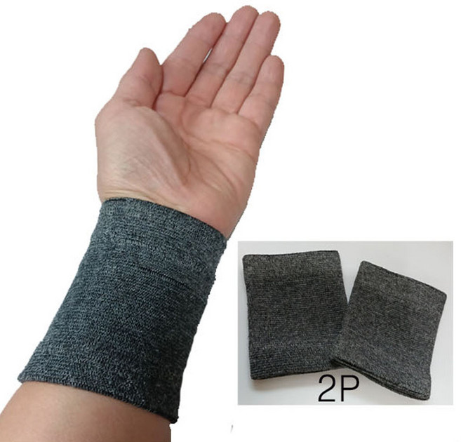 그래핀 기능성 손목보호대 2P그레핀 아대 손목밴드 지압 통증 신소재, 그레이, 1세트