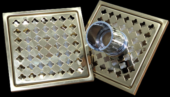 골드유가 인테리어유가 하수구마개 덮개 뚜껑 156각 드레인 배수구마개 바닥트렌치, 세탁, 65Ø, 1개, 골드