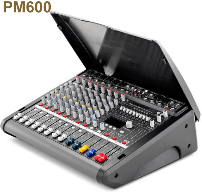 1:1 Powermate PM600-3 파워 오디오 믹서 콘솔 전문 전원 믹싱 6 + 2 채널 DJ 전문 무대용 2*1000W 4Ω, 02 PM600 110V US plug, 1개