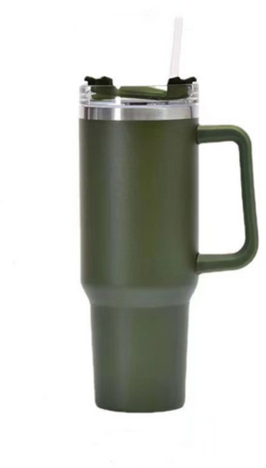 미유 스텐 대용량 손잡이 텀블러 + 빨대포함, 1개, 1.8L, 카키