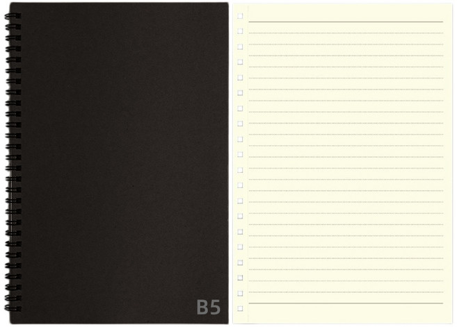 簡約風牛皮紙筆記本 A5 B5 橫線雙線圈筆記本 60張120頁 雙面書寫, 1個, B5黑色封面(60張)/橫線, b5黑色