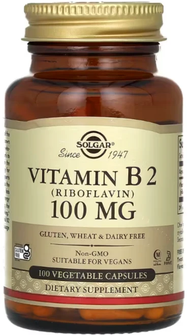 Solgar Vitamin 솔가 비타민 B2 리보플라빈 100mg 100베지캡슐, 100정, 1개 - 쿠팡