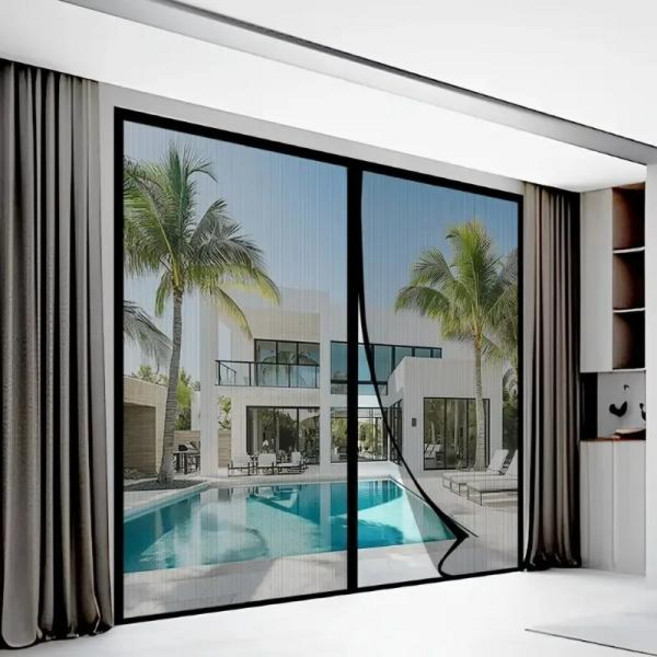 방충망 자석 현관 자동 모기차단 벌레차단 출입문 간편설치 검은색 맞춤형 크기 투명 메쉬 여름 닫힘 도어 커튼, 84)height200cm