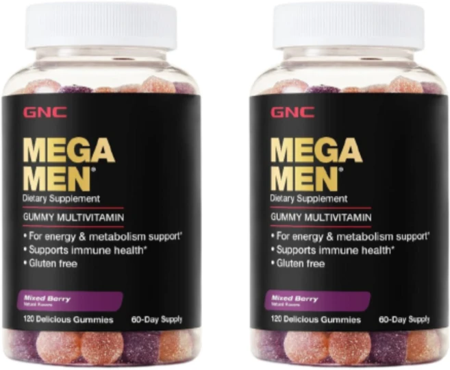 지엔씨 메가 남성 멀티비타민 믹스메리맛 구미 젤리 GNC Mega Men Multivitamin Gummy, 2개, 120정 - 쿠팡
