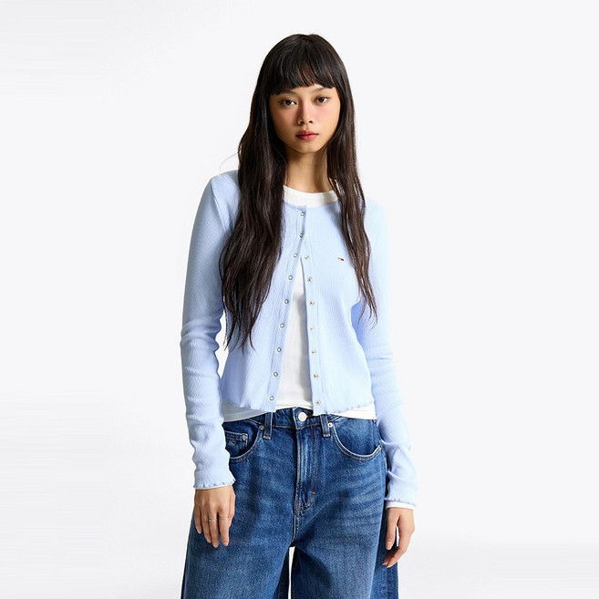 타미힐피거 스냅 버튼 립 탑 (T32F0TTO02TWT2C3Q)